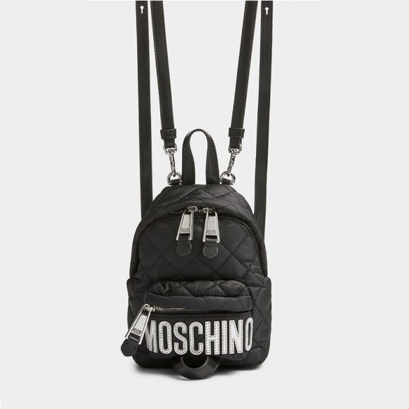 Moschino Black Mini Quilted Backpack In Fantasy Print Black - Picture 3 of 14